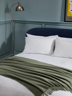John Lewis Plain Merino Wool Throw - view 2, Myrtle Green