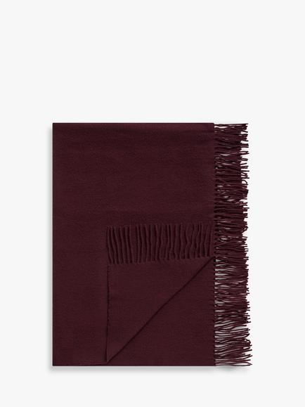 John Lewis Plain Merino Wool Throw, Damson