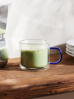 John Lewis Glass Coffee Mug, 280ml - view 2, Blue