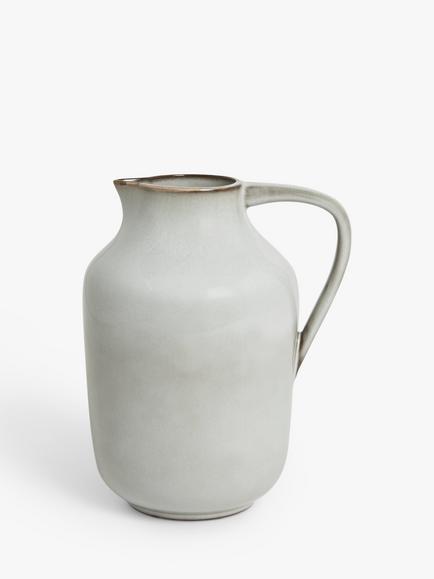 John Lewis Iver Reactive Glaze Stoneware Jug, 1.8L, Moonlight, Moonlight