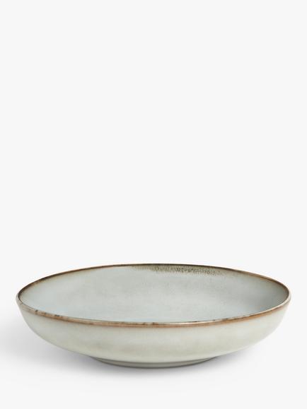 John Lewis Iver Reactive Glaze Stoneware Pasta Bowl, 22cm, Moonlight, Moonlight