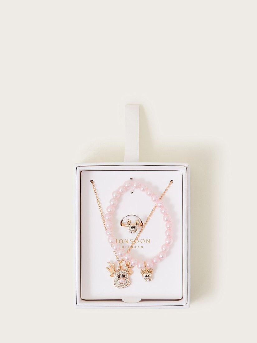 Monsoon Kids' Regal Reindeer Jewellery Set, Multi