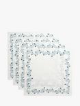 John Lewis Mila Floral Print Cotton Napkins, Set of 4, Blue