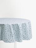 John Lewis Mila Floral Print Round Cotton Tablecloth, 180cm, Blue