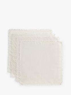 John Lewis Fringe Cotton Linen Napkins, Set of 4, Greige