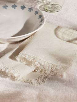 John Lewis Fringe Cotton Linen Napkins, Set of 4 - view 2, Greige