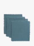 John Lewis Fringe Cotton Linen Napkins, Set of 4, Loch Blue