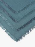 John Lewis Fringe Cotton Linen Napkins, Set of 4, Loch Blue