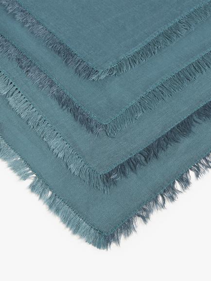 John Lewis Fringe Cotton Linen Napkins, Set of 4 - view 2, Loch Blue
