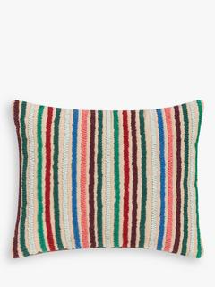 John Lewis Fiesta Stripe Cushion, Natural/Multi