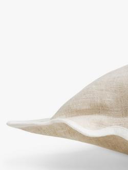 John Lewis Scalloped Linen Cushion - view 2, Marshmallow