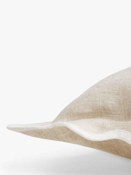John Lewis Scalloped Linen Cushion - view 2, Marshmallow
