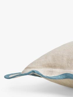John Lewis Scalloped Linen Cushion - view 2, Blue