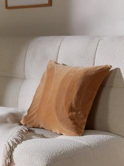 John Lewis Velvet Curve Cushion - view 2, Caramel