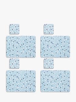 John Lewis ANYDAY Mila Placemat & Coaster, Set of 4, Blue, Blue