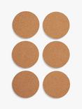 John Lewis ANYDAY Round Cork Coasters, Set of 6, Natural