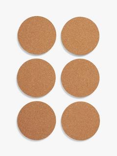 John Lewis ANYDAY Round Cork Coasters, Set of 6, Natural