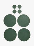 John Lewis Reversible Round Faux Leather Placemat & Coaster, Set of 4, Green