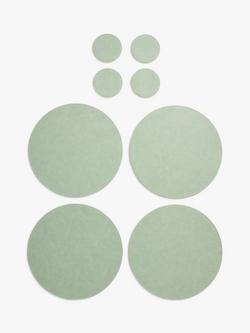 John Lewis Reversible Round Faux Leather Placemat & Coaster, Set of 4, Green - view 2, Green