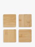John Lewis Square Bamboo Coasters, Set of 4, Natural
