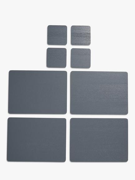 John Lewis Wood Veneer Placemats & Coasters, Set of 4, Grey