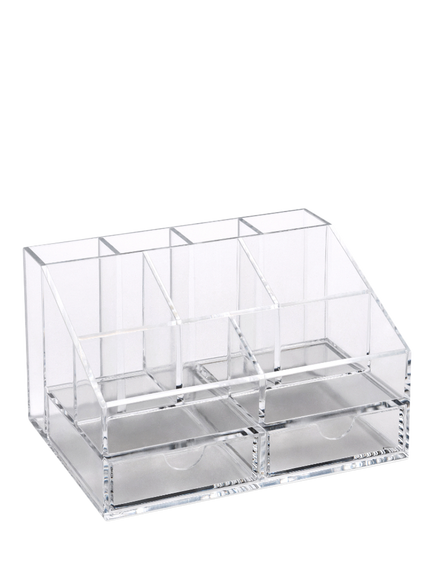 Osco Acrylic 2 Drawer Desk Organiser, Clear, Clear