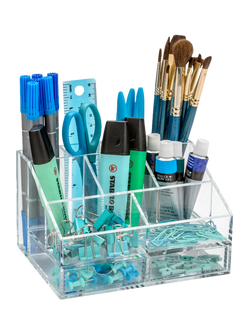 Osco Acrylic 2 Drawer Desk Organiser, Clear - view 2, Clear