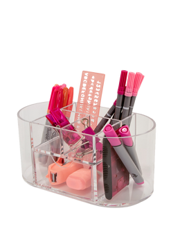 Osco Acrylic 6 Compartment Desk Organiser, Clear - view 2, Clear