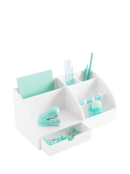 Osco Plastic Desk Organiser, White - view 2, White