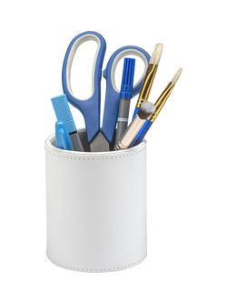 Osco Faux Leather Pen Pot - view 2, White