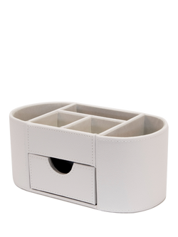 Osco Faux Leather Desk Organiser, White