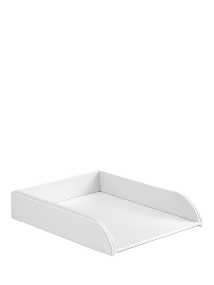 Osco Faux Leather Stackable Letter Tray, White, White
