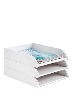 Osco Faux Leather Stackable Letter Tray, White - view 2, White