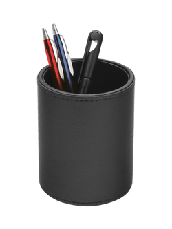 Osco Faux Leather Pen Pot - view 2, Black