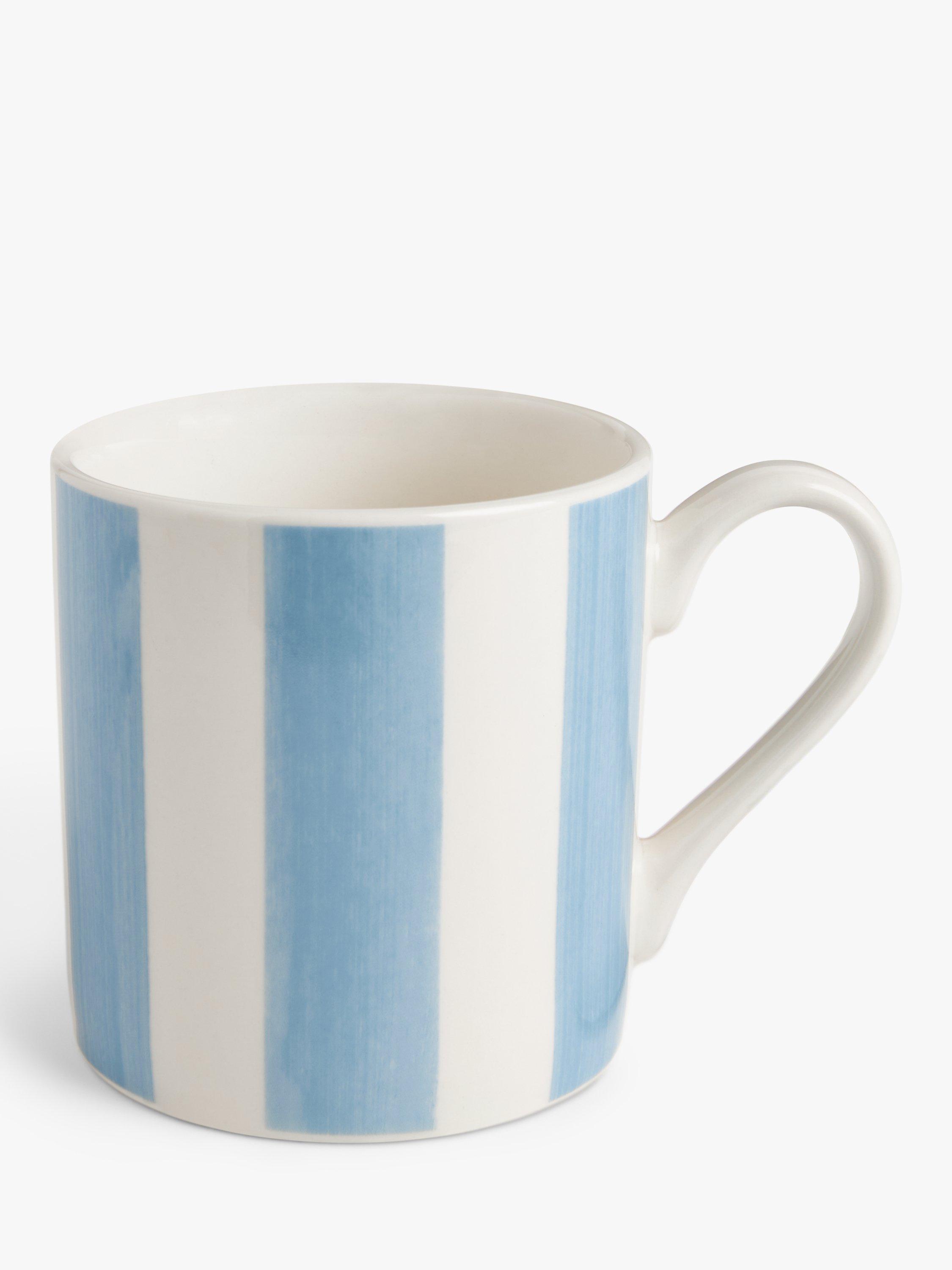 John Lewis ANYDAY Stripe Stoneware Mug, 300ml, Light Blue