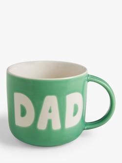 John Lewis 'Dad' Wax Resist Stoneware Mug, 300ml, Green, Green