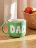 John Lewis 'Dad' Wax Resist Stoneware Mug, 300ml, Green