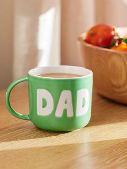 John Lewis 'Dad' Wax Resist Stoneware Mug, 300ml, Green - view 2, Green