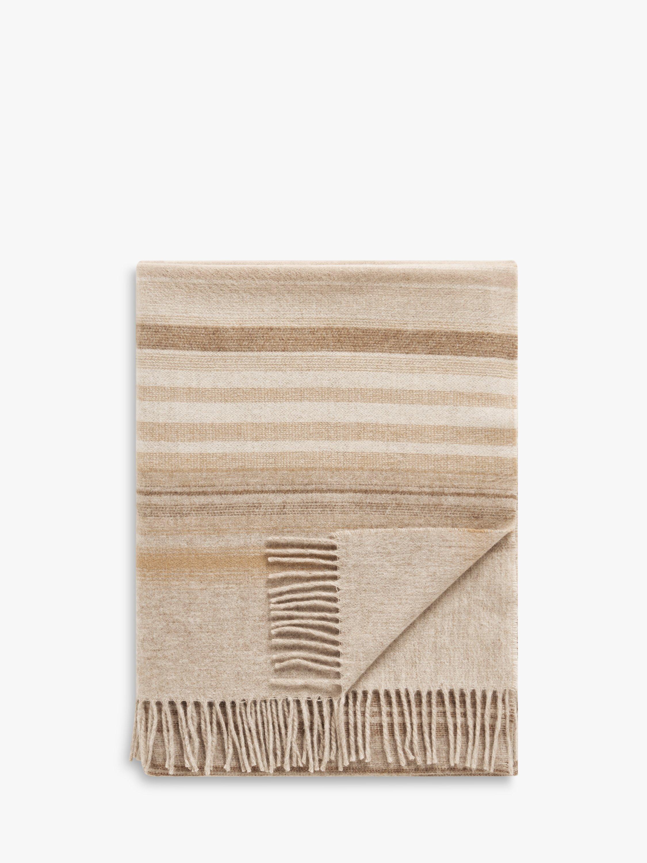 John Lewis Ombre Stripe Merino Wool Throw Natural L185 x W140cm