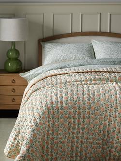 John Lewis Aria Reversible Quilted Bedspread - view 2, Terracotta