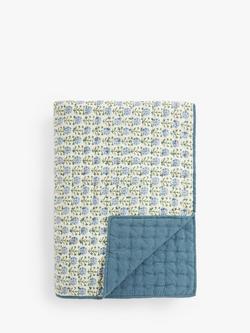 John Lewis Aria Reversible Quilted Bedspread, Blue