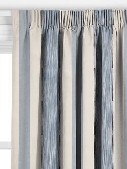 John Lewis Denver Stripe Made to Measure Curtains or Roman Blind, Lake Blue - view 2, Lake Blue