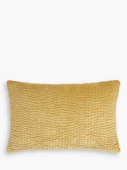 John Lewis Quilted Velvet Rectangular Cushion, Sand
