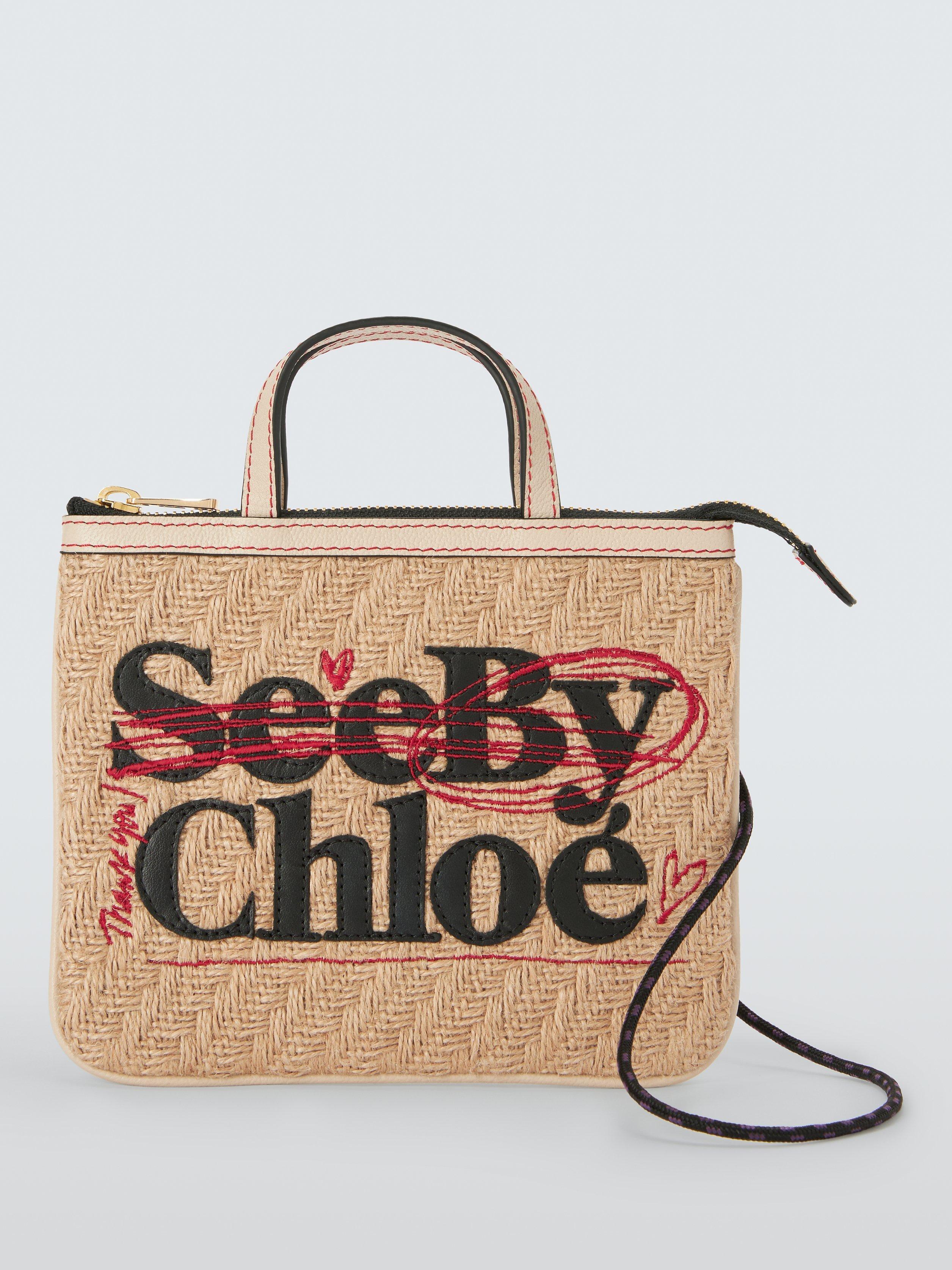 See By Chloe Logo Straw Tote Bag Beige