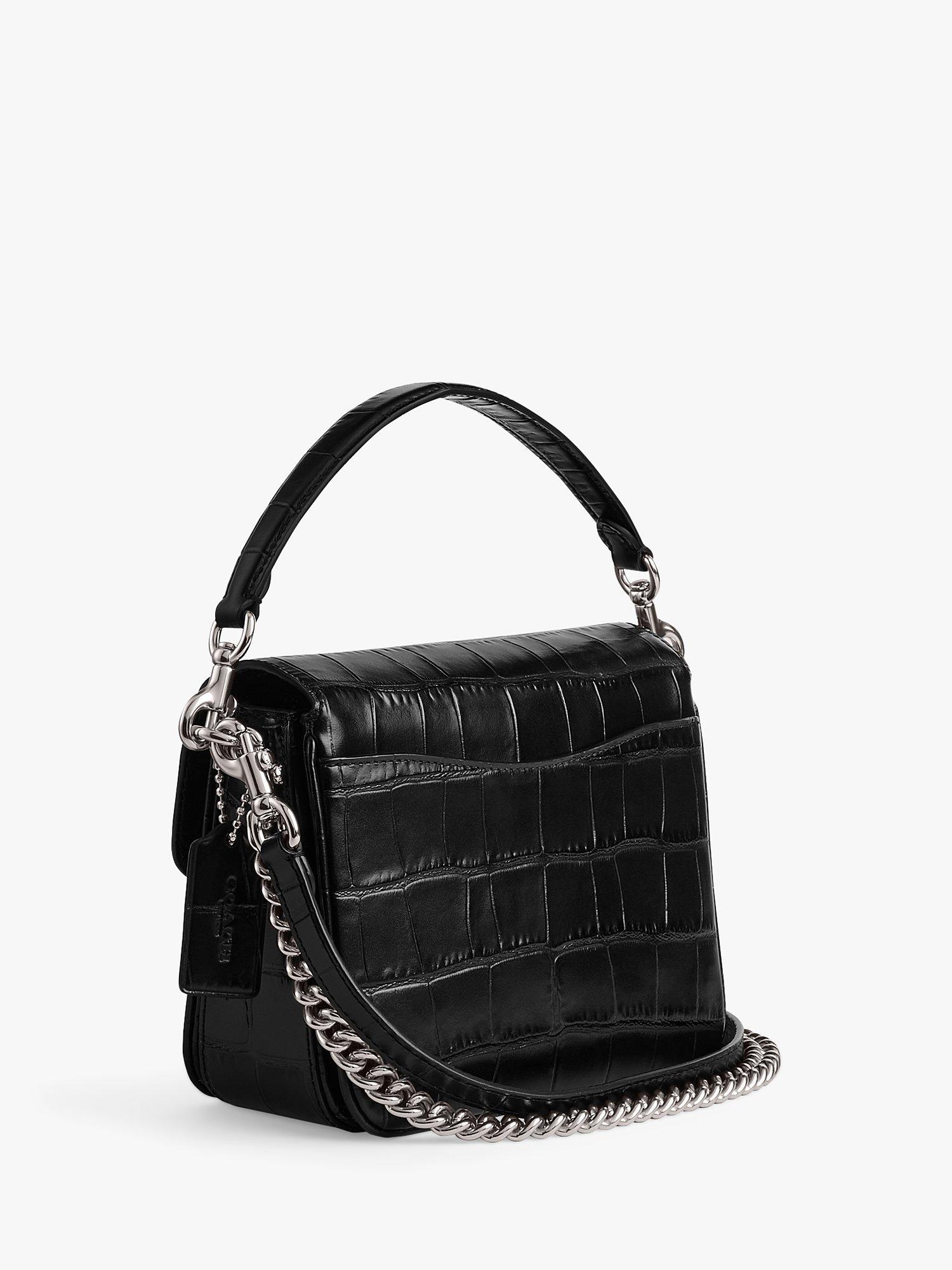 Coach Cassie 19 Leather Croc Cross Body Bag, Black