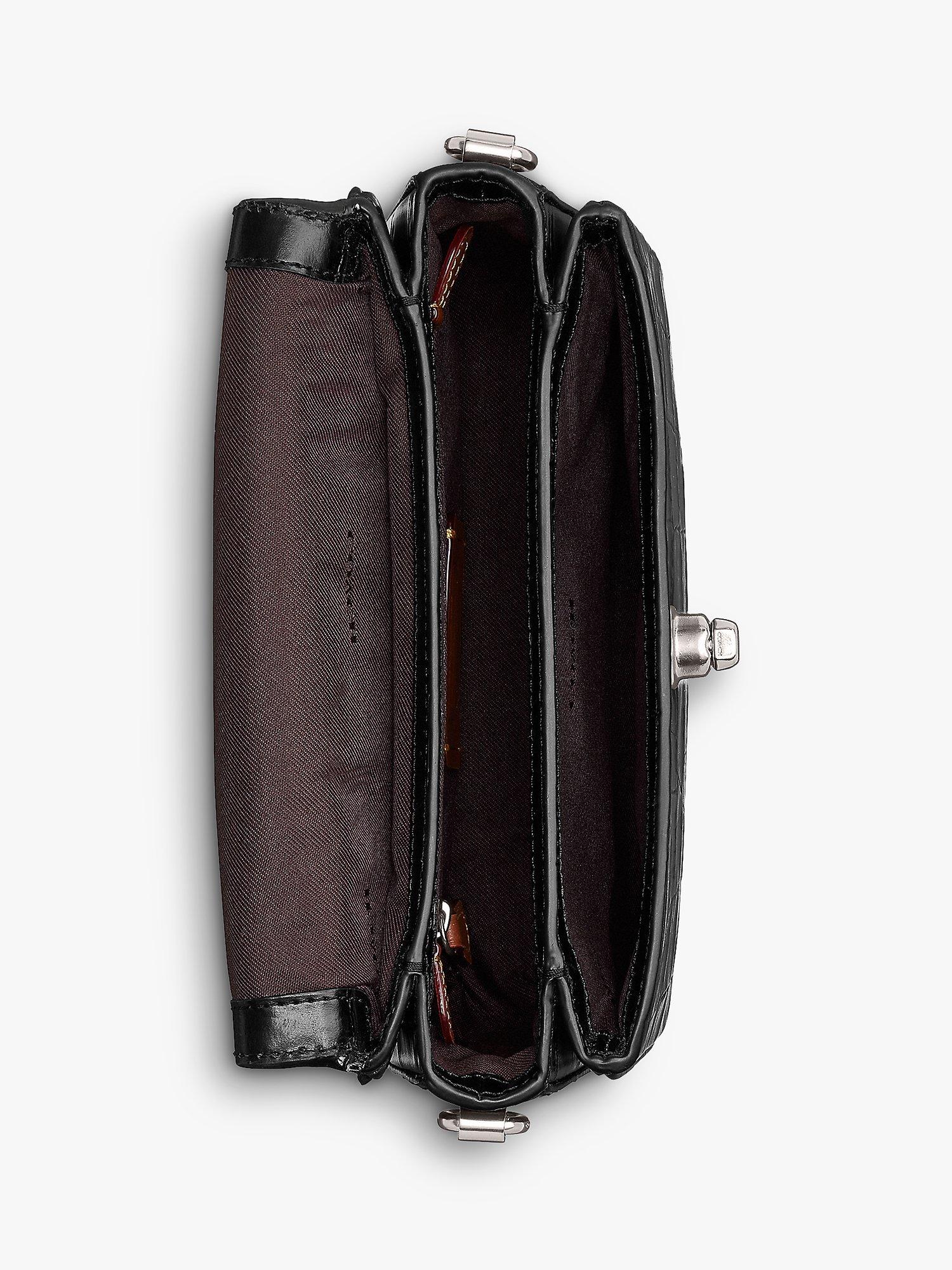 Product image 3 of 3, which shows Coach Cassie 19 Leather Croc Cross Body Bag, Black