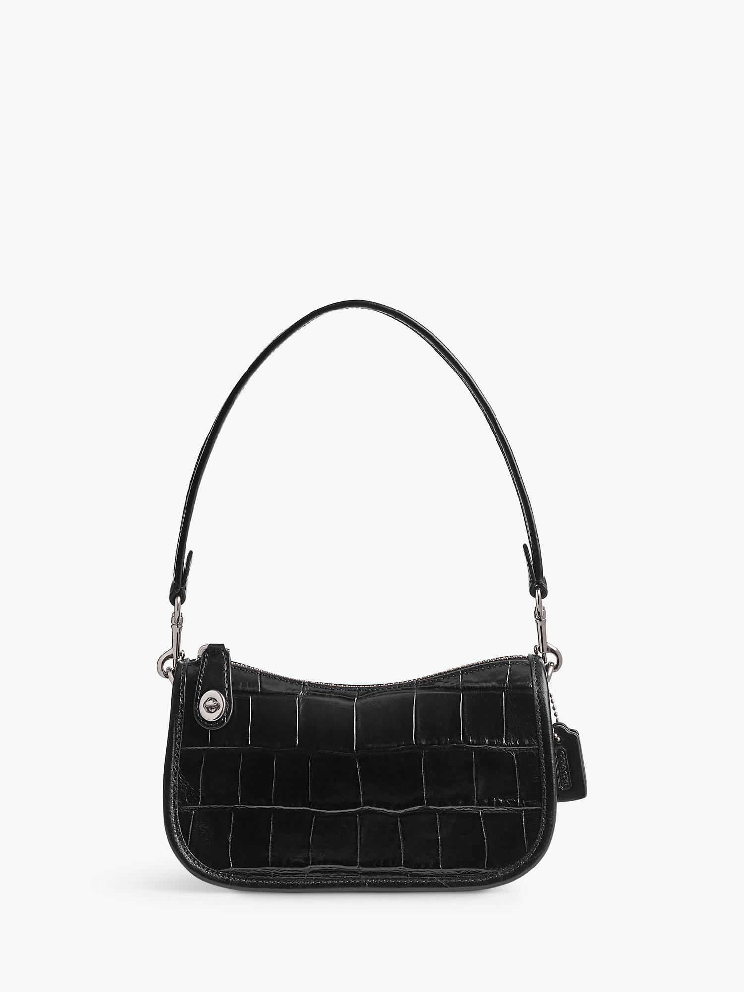 Coach Croc Leather Shouder Bag, Black