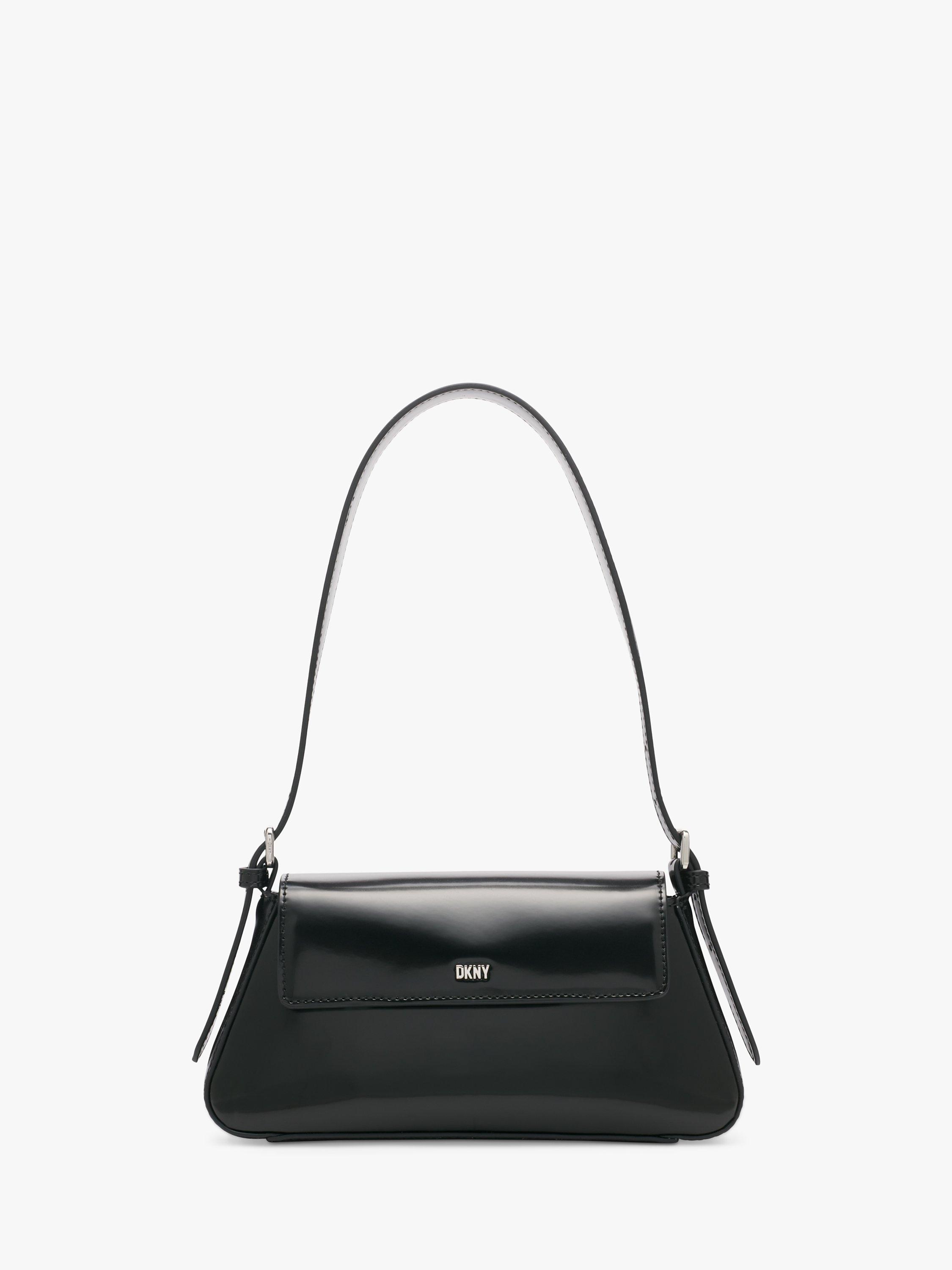 DKNY Suri Flap Over Shoulder Bag, Black/Silver
