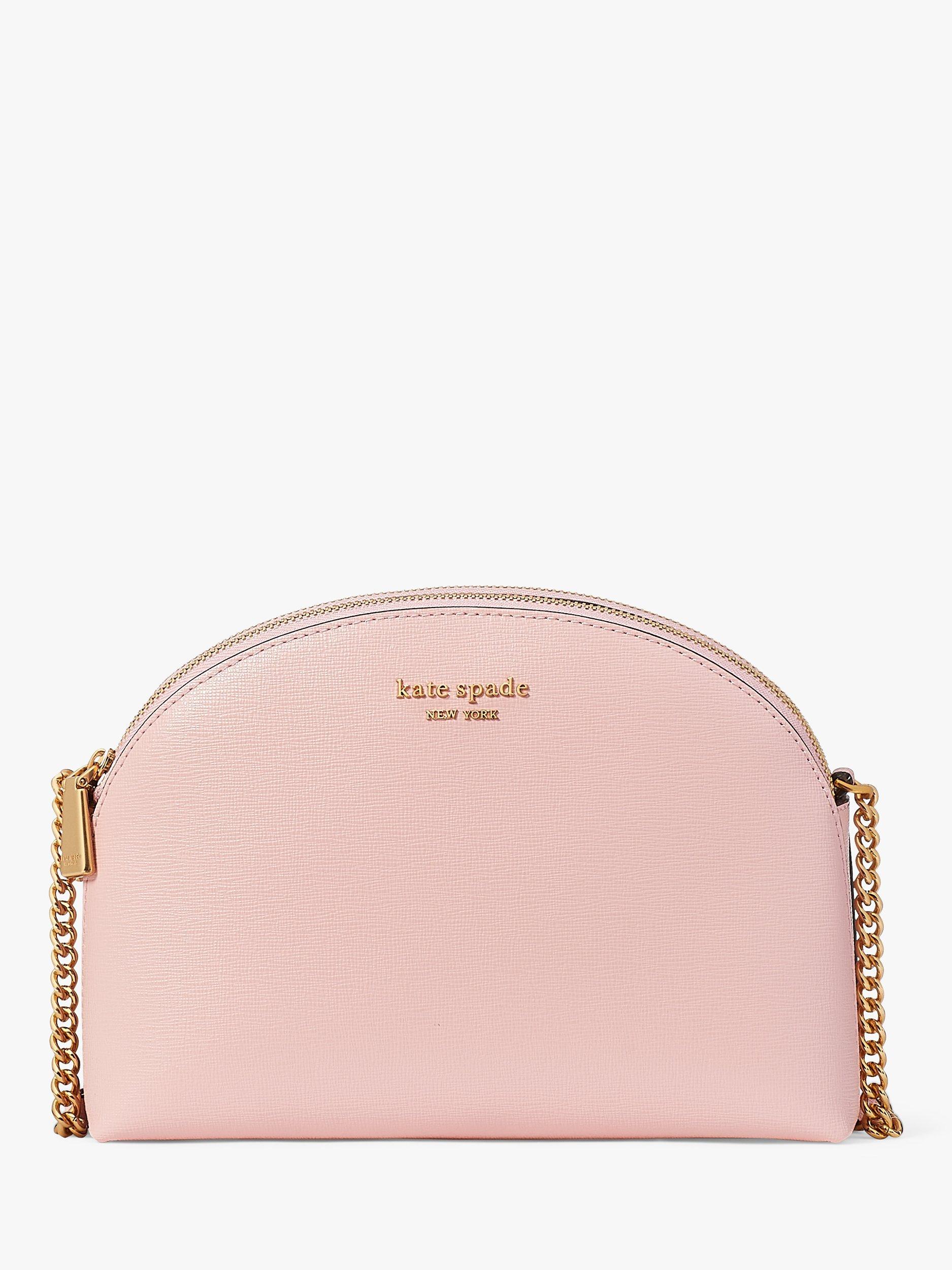 kate spade new york Morgan Dome Leather Double Zip Cross Body Bag, Pink Dune