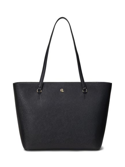 Ralph Lauren Lauren Ralph Lauren Karly Crosshatch Leather Tote, Black